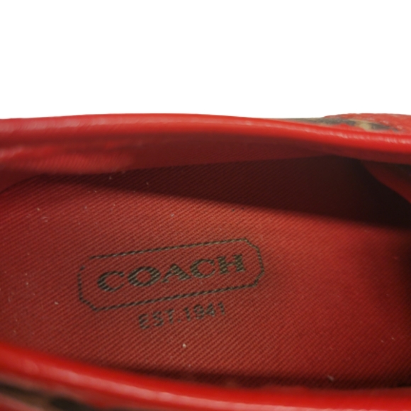 Coach "Deja" Leopard Print Lace Canvas Red Brown Black & White Size 6B - Picture 7 of 9